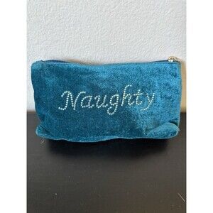 Blue Velvet Naughty/Nice Holiday Christmas Cosmetic Bag Travel Gift Stocking